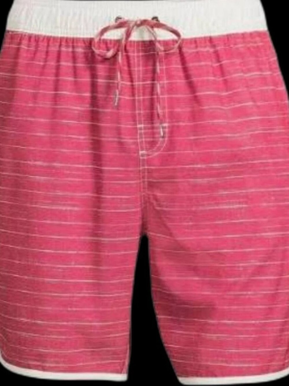 Classic Retro Men's Large Striped Red Swim Trunks 8 Inch Inseam NEW